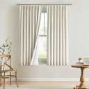 Vision Home Natural Pinch Pleated Full Blackout Curtains Linen Blended Room Darkening Window Curtains 72 inch for Living Room Bedroom Thermal Insulated Pinch Pleat Drapes with Hooks 2 Panel 40"Wx72"L