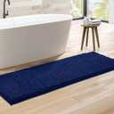 HOMEIDEAS Bathroom Rug Runner Navy Blue 20x60 inch, Ultra Soft and Absorbent Non-Slip Long Bath Rug, Thick Chenille Plush Machine Washable Shower Floor Carpet