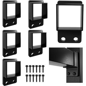 6Pcs Aluminum Alloy Fence Brackets Standard for 1.6" x 1.6" Fencing Railing Mounting Deck Railing Connectors Rail Mounts Handrail Bracket, Heavy Duty Metal Fence Bracket Fence Parts (Black,1.6inch)
