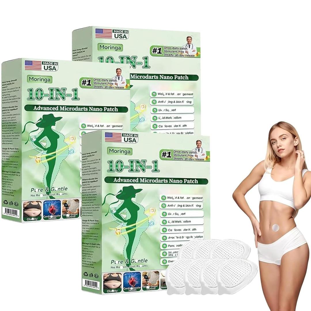 Moringa Patch,10-in-1 Nano Microdarts Patch,Natural Formula for Women and Men Suitable for All Skin(3 Boxes) 1