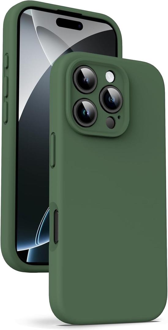 Supdeal Liquid Silicone Case for iPhone 16 Pro - [Camera All-Round Protection] [Soft Microfiber Lining Anti-Scratch] 4 Layer Full Covered Shockproof Gel Rubber Phone Case Cover, 6.3", Green
