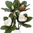 Magnolia Artificial Leaves Branches 3D Magnolia Pick Faux Stems Simulation Leaves Twigs for Indoor Outdoor Spring Vase Filling Home Office Table Decoration(6 Pcs,Green,18 Inch)