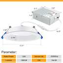 Adetu 4 Inch Anti-Glare LED Downlight,Dimmable Ceiling Light with 5CCT Reset,Selectable from 2700K to 5000K - 12W 1080LM, ETL Certified (White, 12 Pack Round)
