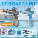 4Pcs Electric Water Gun for Adults Kids, Automatic Squirt Gun Pistol with Water Spray Sound and Led Light, Leak-Proof Rechargeable Water Guns for Summer Outdoor Pool Beach Party Toys (Black+Blue)