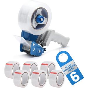 Heavy Duty Packing Tape with Dispenser - 1.88 Inch x 65 Yards, 6-Pack Clear Packaging Tapes, Durable Tape Dispenser for Secure Sealing, Ideal for Moving and Shipping