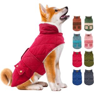 KYEESE Dog Coats Warm Dog Jacket Winter Windproof Padded Sherpa Cozy Dogs Winter Coats for Small Dogs with Furry Collar Pet Clothes, Red, M (Medium, 2# Red)