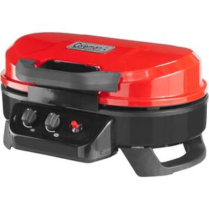 Coleman RoadTrip 225 Portable Tabletop Grill, 2-Burner Gas Grill with Matchless Ignition & Adjustable Temperature Control, 11,000 BTUs of Power for Grilling, Tailgating, Camping, BBQ, & More (Red)