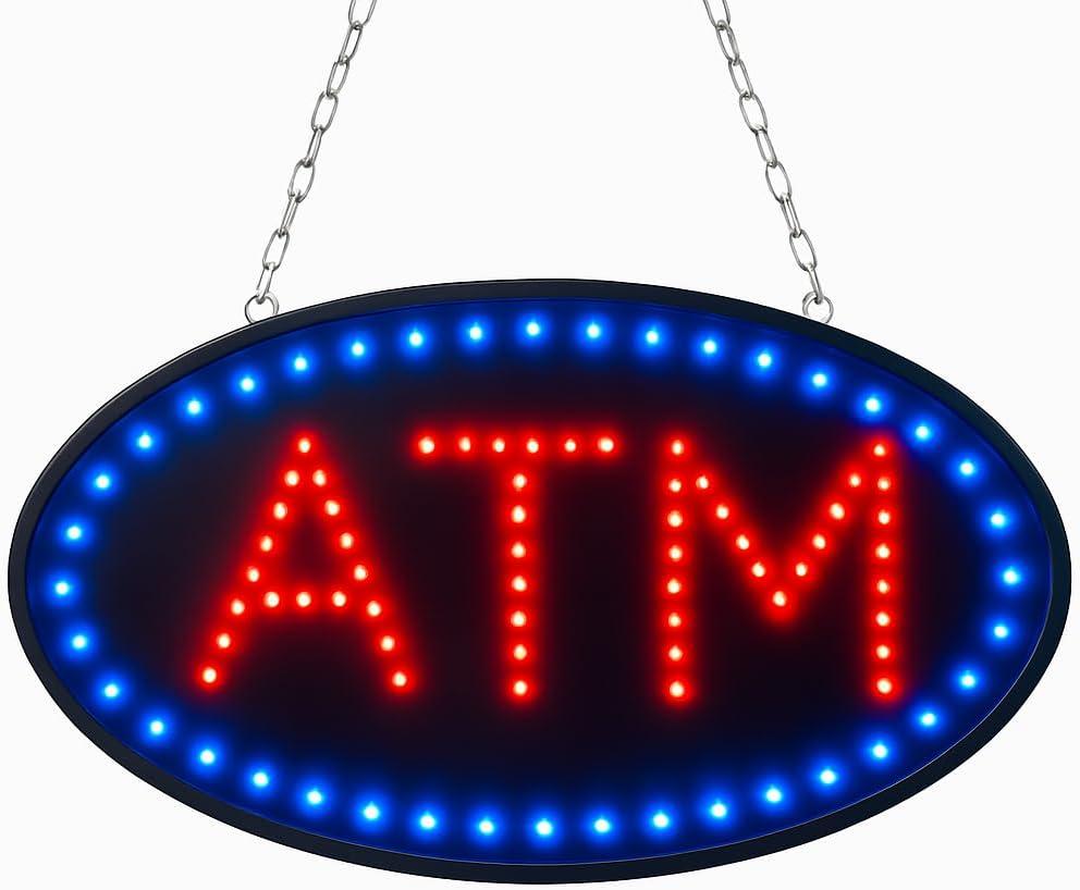 Jumbo Size 24"x13" High Energy Efficiency (More LEDs Less Power) Ultra Bright ATM Business Sign J86