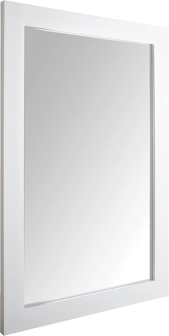 Amazon Basics Rectangular Wall Mount Mirror 24" x 36", Wide Trim, White