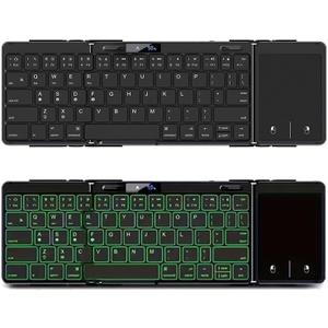 JOMAA Foldable Bluetooth Keyboard with Trackpad, RGB Backlight, Portable, Full-Size Rechargeable Travel Keyboard with Lockable Fold for iPad/iPhone/Smartphone/Tablet/PC/Laptop (with touchpad)