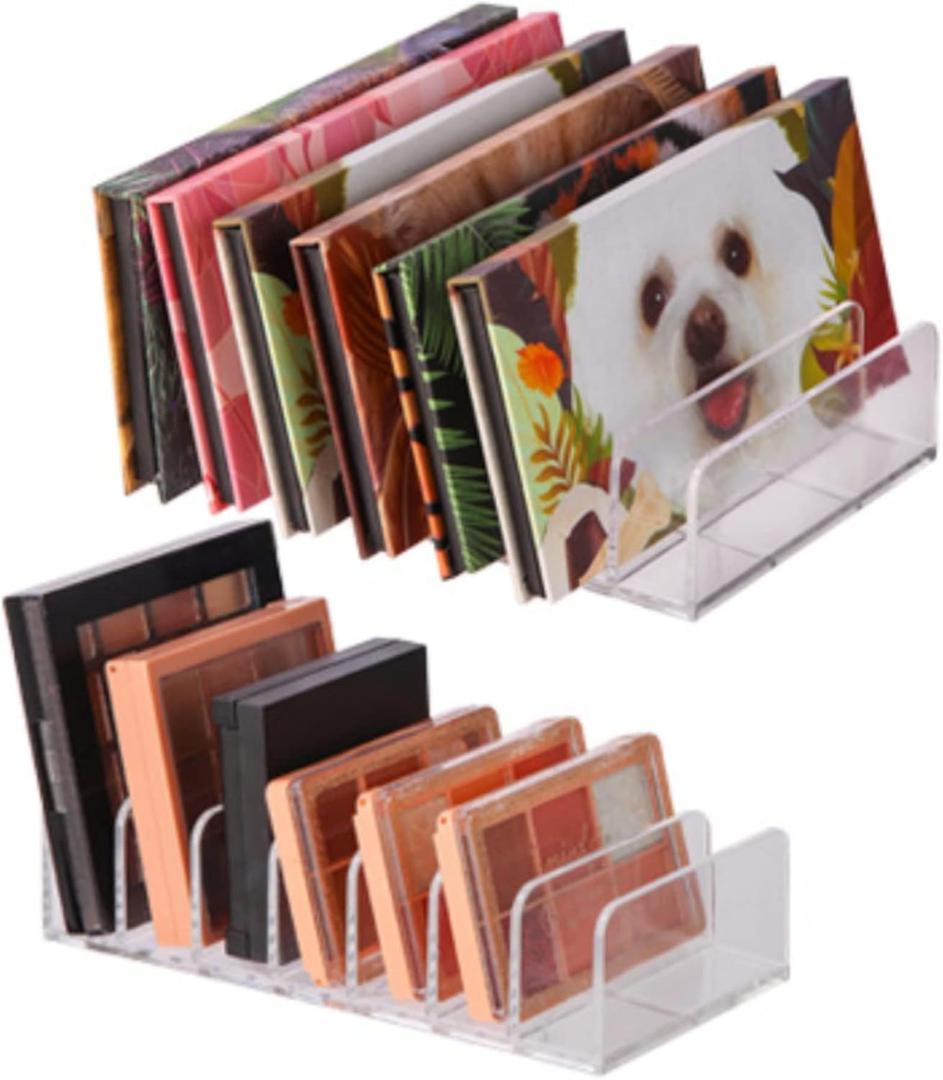 2-Pack Clear Cosmetic Organizers for Makeup Storage - Stackable Eyeshadow Palette Organizer Trays, Countertop & Drawer Makeup Organizer for Bathroom Vanity, Sunglasses