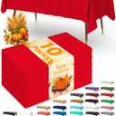 Plastic Table Cloth Disposable 10 Pack, 54 x 108 Inch Table Cloths, Valentines Day, Thanksgiving, Christmas Decorations, Fall Tablecloths, Rectangle, Plastic Cover, Leakproof & Sturdy, Red