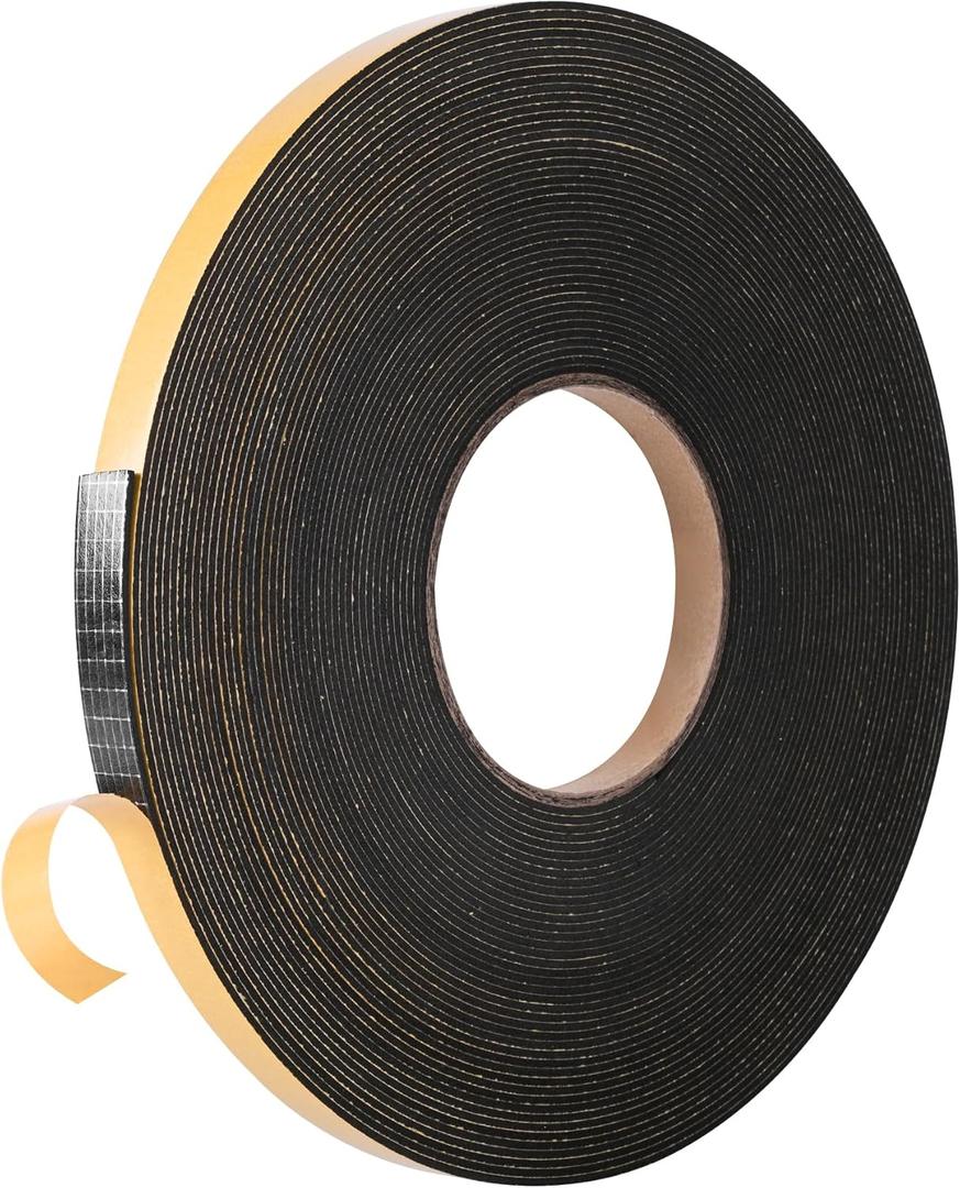 Self Adhesive Foam Tape Weatherstrip 1/2in x 1/16in x 66Ft High Density Foam Insulation Strips Foam Seal Weather Stripping with Strong Adhesive for Door and Window Sound Isolation Soundproofing