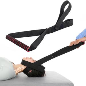 JFNoraiva Neck Stretcher Strap - Decompression Device for Spine Chiropractic, Neck Discomfort & Headache Relief with Comfortable Handle, Chin Strap, Chiropractor Approved Traction Device