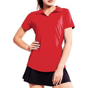 MIER Women's Golf Polo Shirts Collared V Neck Short Sleeve Tennis Shirt, Dry Fit, Moisture Wicking Small