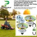 2 Pack GY21098 Spindle Assembly with GX20367 Spindle Pulley GY20629 and GY22172 Idler Pulley GX20072 Belt 1/2x103 for John Deere D100 D105 D110 D120 D125 D130 LA105 Lawn Tractors