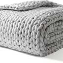 YnM Weighted Blanket, Handmade Chunky Yarn Knitted Design, Soft and Cozy, Temperature Regulating and Breathable, Machine Washable Throw for Sleep or Home Decor (Silver Grey, 50x60 Inch, 10lbs)