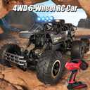 Large Size RC Cars, Rock Crawler RC Truck with 2 Rechargeable Batteries, 6 Wheel Remote Control Monster Truck, Durable Metal Body & LED Headlights, Boy Toys for 4-7, 8-12 Kids & Adults