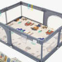 Seeday Baby Playpen with Mat for Babies and Toddlers, 73" x 61" Large Baby Play Pen Playard for Indoor & Outdoor with Soft Breathable Mesh, Ocean Balls and Pull Links, Dark Grey