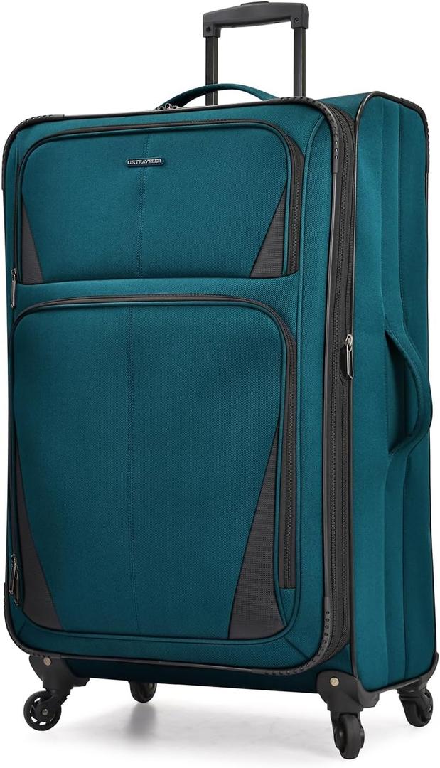 U.S. Traveler Aviron Bay Expandable Softside Luggage with Spinner Wheels, Teal, Large 31-Inch