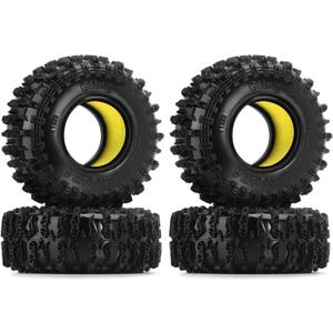 INJORA 1.3 Silicone Rubber Inserts and Cling On Tires for SCX24 TRX4M AX24 1/18 1/24 Micro Crawler Upgrade(Yellow)
