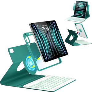 Keyboard Case for iPad Air 5th/4th Pro 11 inch, 7-Color Backlit Detachable Wireless Keyboard Case with Pencil Holder, 360 Rotatable, Stand Folio Cover for Gen 2020/2022, Pro 4th/3rd/2nd/1st Gen