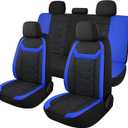 CAROMOP Breathable Car Seat Covers Full Seats,3D Air Mesh Cloth Seat Covers for Cars, Split Bench Compatible Car Interior Covers, Universal Fit Most Car Sedan Truck SUV(Black/Blue)