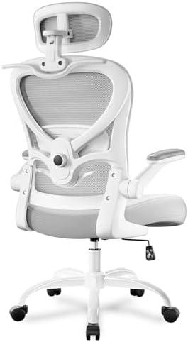 Ergonomic Office Chair with Headrest 3D, Mesh Office Desk Chair with Adjustable Lumbar Support, Computer Chair with Flip up Armrests, 350LBS Capacity - Design for Home/Offices - Black