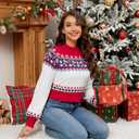 LUBOT Christmas Sweaters Cardigans for Women Ugly Soft Fuzzy Knit Long Sleeve Pullover for Christmas Party Holiday S-XXL ((Cropped) Red & White)