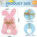 Easter Bunny Decorations, 4 PCS Double Sided Wooden Bunny Sign Spring Easter Table Decorations for Home Office Tiered Tray Tabletop Shelf Mantel Dining Room Decor
