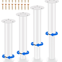 Olldag 4 PCS Adjustable Height Bed Support Legs 7.08-12.2 Inch [with Screws] for Bed Frame/Bed Center Slat, Heavy Duty Furniture Replacement Legs for Sofa/Cabinet/Couch/Dresser/Table (White)