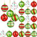 24 Pcs Christmas Tree Ball Ornaments 2.4 Inch Glittering Plastic Hanging Decorations Shatterproof Swirl Candy Cane Balls Christmas Tree Pendants for Xmas Holiday Party Decoration (24)