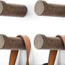 Wooden Coat Hook Wall Mounted (6 Packs) Hat Hooks, Single Coat Hat Rack Wall Mount, Wood Coat Hanger for Hanging Hat, Towel, Bag, Rope (Dark Grey, 3" Set 4)