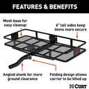 CURT 18153 60 x 24-Inch Basket Hitch Cargo Carrier, 500 lbs Capacity, Black Steel, 2-In Folding Shank