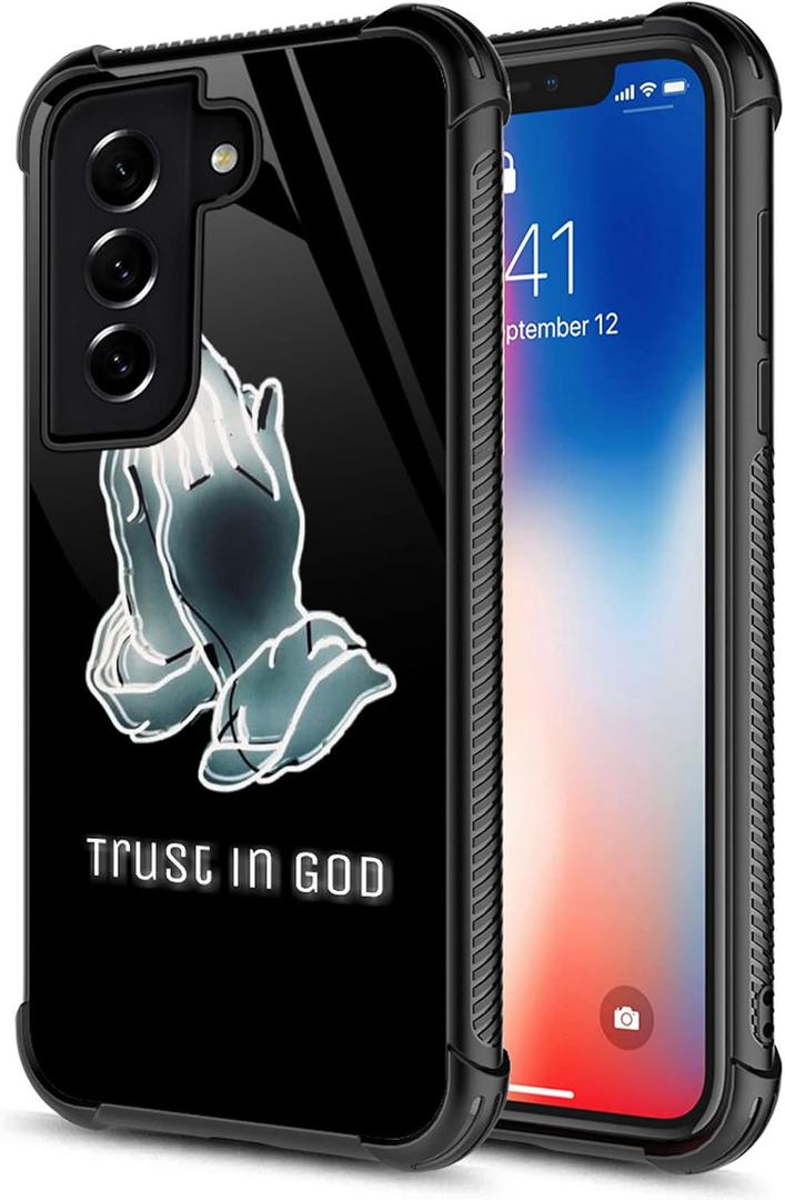 CARLOCA Compatible with Samsung Galaxy S21 Case,Trust in God Jesus Religion Identity Graphic Design Shockproof Anti-Scratch Hard Acrylic Case for Samsung Galaxy S21