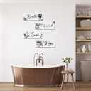 4 Wooden Wall Art Plaques - Large Bathroom Decor for Home Spa & Laundry (black)