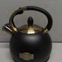 SUSTEAS Stove Top Whistling Tea Kettle - Food Grade Stainless Steel Teakettle Teapot with Cool Touch Ergonomic Handle, With 1 Silicone Pinch Mitt Included, 2.64 Quart(BLACK)