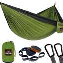 Camping Hammock, Super Lightweight Portable Parachute Hammock with Two Tree Straps Single or Double Nylon Travel Tree Hammocks for Camping Backpacking Hiking (Olive Green&black)