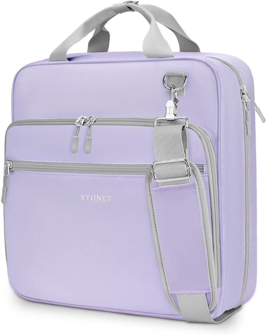 Ytonet Zipper Binder with Shoulder Strap, 3 Inch 3 Ring Binder with Zipper, 600 Sheets Large Capacity Waterproof School Binders Organizer for Girls Students Fit 15.6 Inch Laptop, Purple