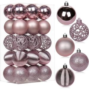 30PCS 2.36" Christmas Ball Ornaments Shatterproof Pink Christmas Tree Decorations Xmas Tree Balls Halloween Ornaments Dcor