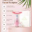 Dopsikn 7 Color Galvanic Machines - Red Light Therapy for Face and Neck, Face Massager Tool for Wrinkles, Double Chin, Vibrating Facial Massager with Thermals, Pink