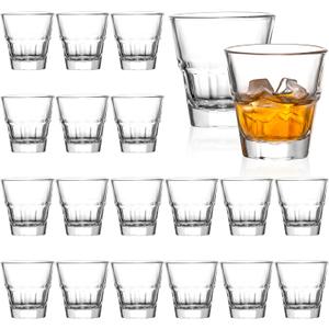 20-Pack 5oz Shot Glasses Set, Bulk Heavy Base Rock Glasses, Stackable Whiskey Tumbler for Bar Espresso Tasting, Drinking Glasses for BourbonJuiceWaterCortado