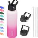 BJPKPK 40oz Stainless Steel Insulated Water Bottle with 3 Lids, Sakura - BPA Free Leakproof Thermos Bottle for Sports & Gym (Cherry)