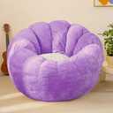 Pumpkin Bean Bag Sofa Chair for Adult, Beanbag Couch with Filler for Reading and Relaxation, Comfy and Lazy Sofa for Dorm, Apartment, Living Room and Bedroom, Violet