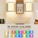 Battery Operated Wall Sconces Set of 2, Rechargeable Wall Sconces 15 Colors Wall Lamp with Remote 10 Levels Brightness, 5000mAh Wireless Wall Decor Set of 2 with Timer for Bedroom Living Room