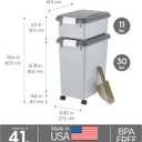 IRIS USA Dog Food Storage Container, 30 lbs & 11 lbs Combo, Cat Food Storage Container, Dog Treat Container, Airtight, Stackable, 2-Cup Scoop, Wheels, Easy Mobility, Gray, 3-Piece Set - 30 lbs + 11 lbs