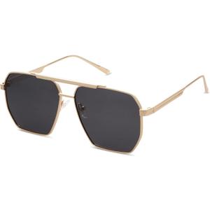 SOJOS Retro Oversized Square Polarized Sunglasses for Women Men Vintage Shades Classic Large Metal Sun Glasses (Gold)