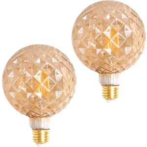 SD LUX Decorative Light Bulbs Vintage LED Edison Bulb 6W 600LM (60W Equivalent) dimmable G40 Globe CRI>90 Medium Base E26 Warm White 2700k, (125BL, 2 Pack)