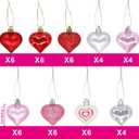 Ivenf Valentine's Day Decor Heart Decorations, 48 Pcs Red Pink Silver White Plastic Heart Tree Ornaments, Christmas Valentine Tree Decorations for The Home Wedding Dinner Gifts Table Tiered Tray Decor