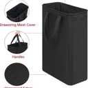 Efluky Slim Laundry Basket, Narrow Laundry Hamper with Handles, Collapsible Dirty Clothes Hamper, Tall Laundry Bin for Laundry Room, Dorm and Bedroom, 12.7 Gallons(48L) Black